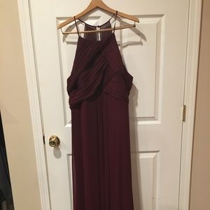 Maroon floor length bridesmaids/prom dress